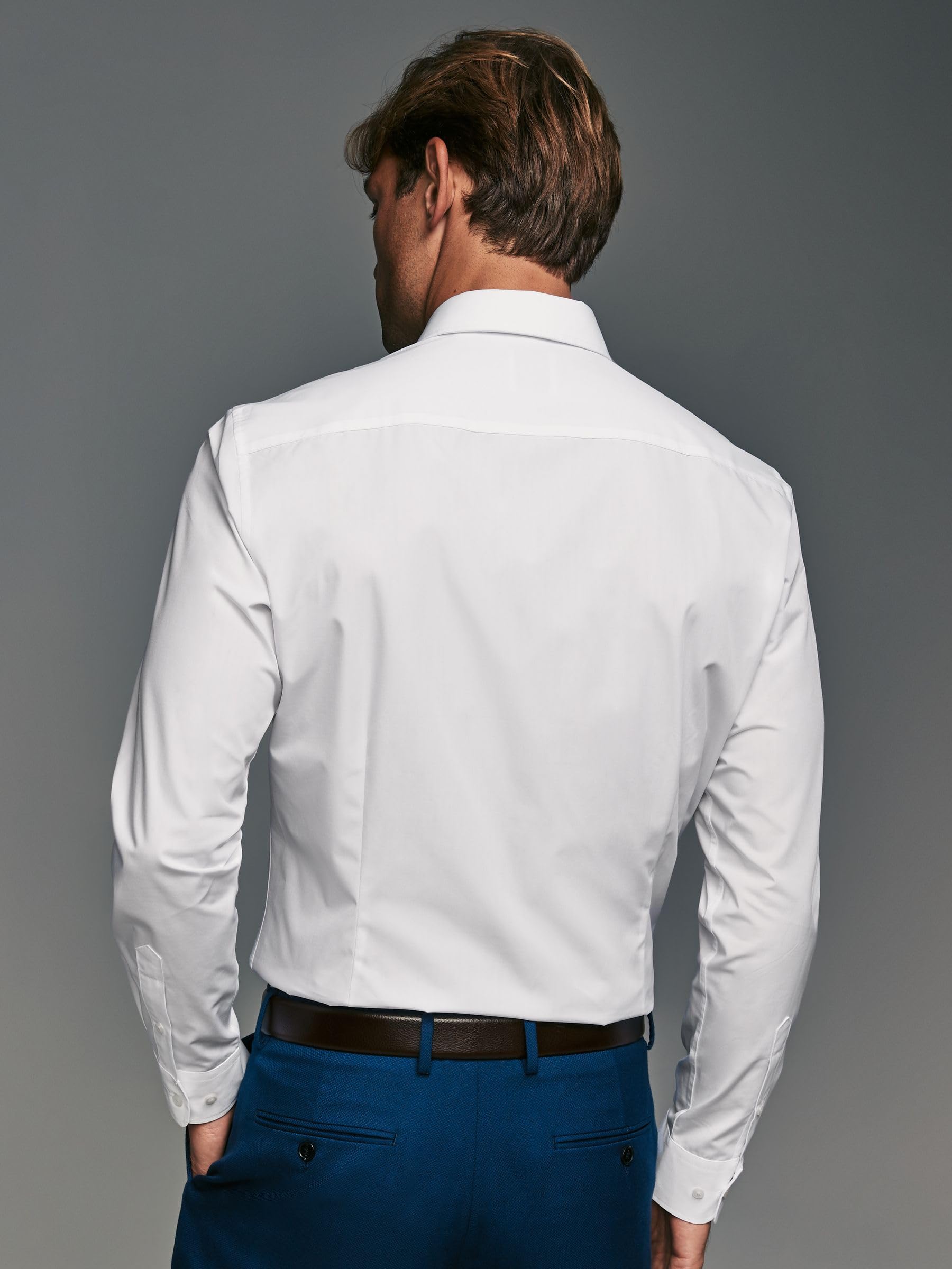 NEXT Uomini Confezione da 3 Camicie Eleganti Easy-Care con Polsino Singolo | Adulto, e vestibilità slim, colletto classico e polsino singolo