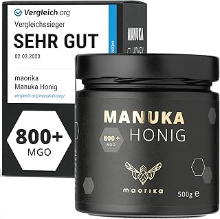 maorika - Manuka Honig 800 MGO + 500g im Glas (lichtundurchlässig, kein Plastik) - laborgeprüft, zertifiziert aus Neuseeland