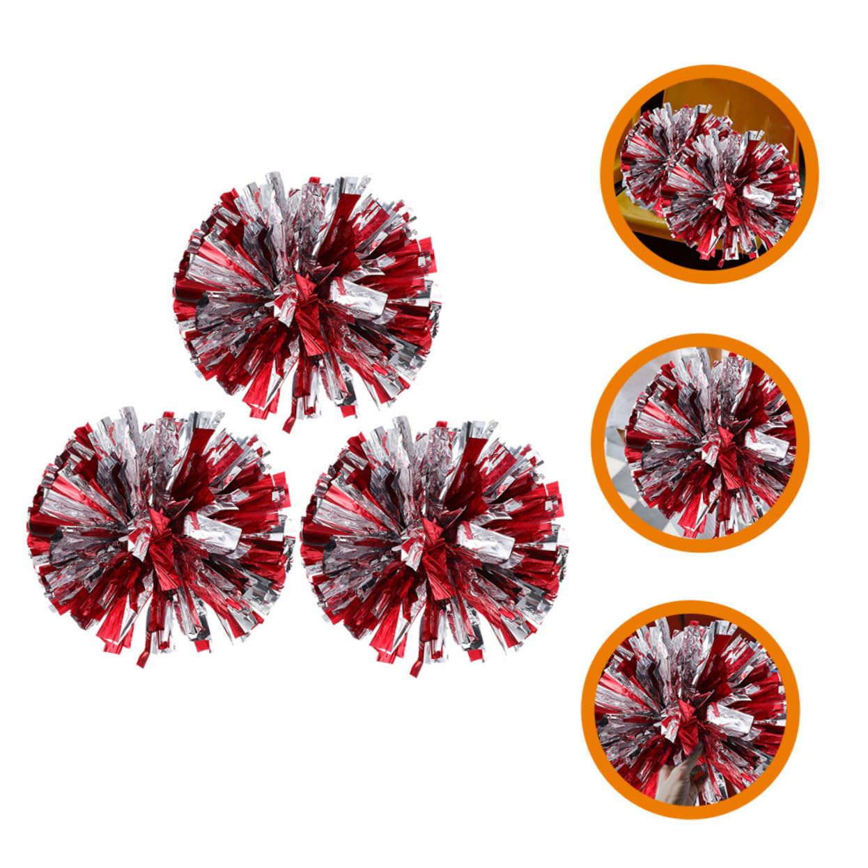 BESTonZON 3Pcs Cheerleading Pom Poms Metallic Foil Cheer Props for Dance Performance Sports Events Competitions Bright for Spirit