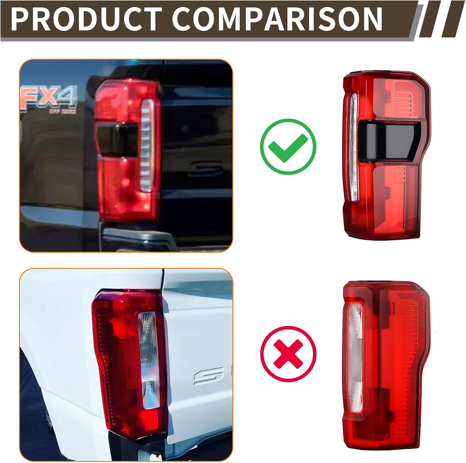 Tail Light Assembly Compatible With 2023-2025 Ford F250 F350 Super Duty Left Driver Side Rear Taillight Tail Lamp Halogen Brake Lamp(With Blind Spot) (non- LED)