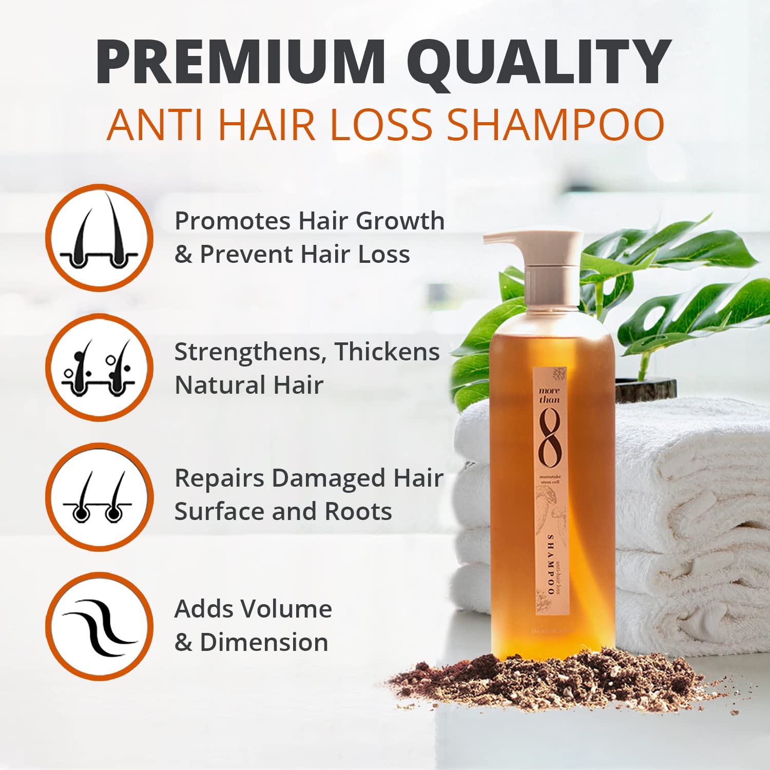 Morethan8 Anti Hair Loss and Hair Growth Shampoo with Matsutake Stem Cell Extract - 480ml Hair Thickening Shampoo for Thinning Hair and Hair Loss - Hair Shampoo For All Types and Color of Hair : Beauty & Personal Care