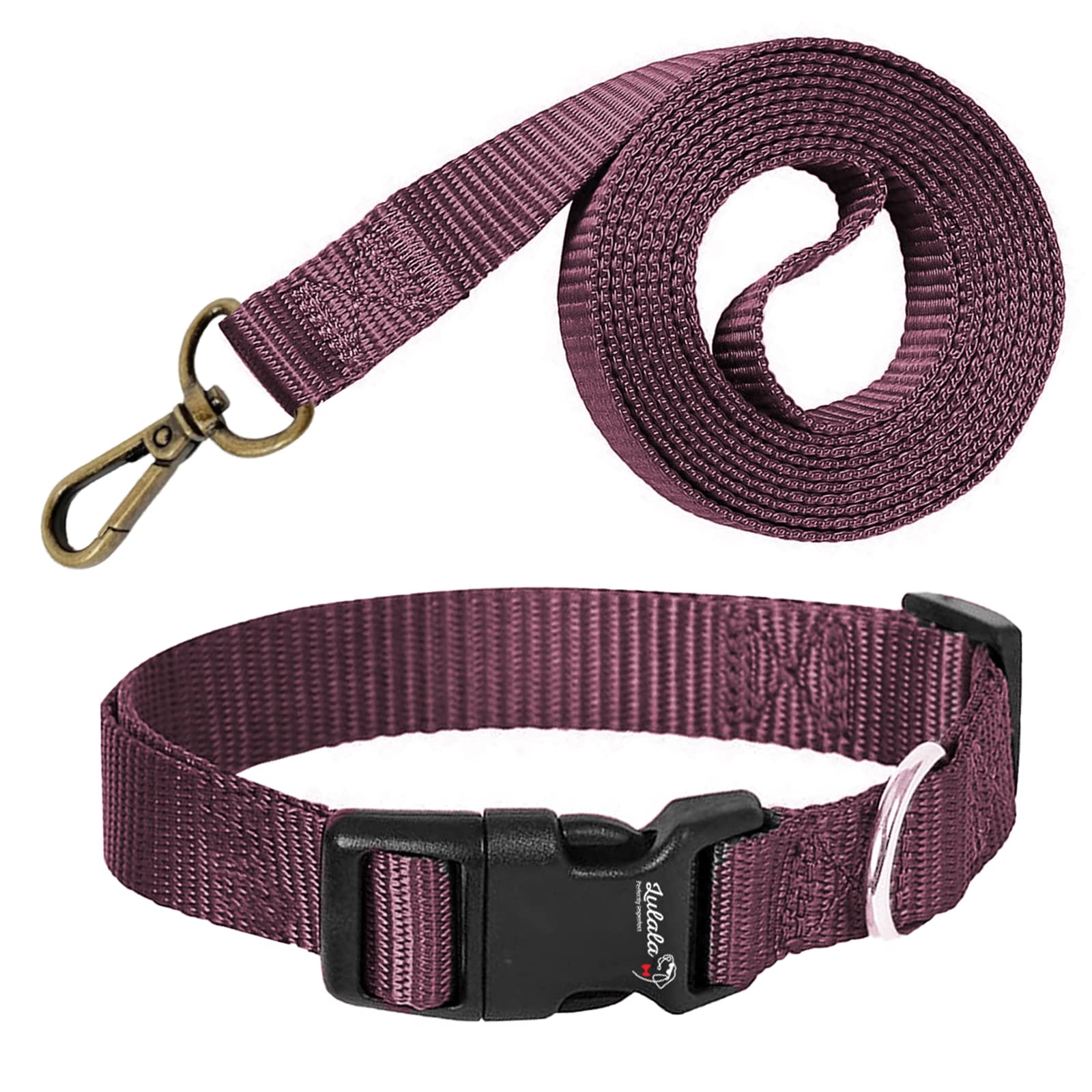 Lulala Nylon Dog Collar and Leash Set, Adjustable Collar Leash Set with Quick Release Buckle Safety for Small Medium Dogs Walking Running Training 15MM(Maroon Color) (B0BKWKT9LB) Amazon Price History, Amazon Price Tracker
