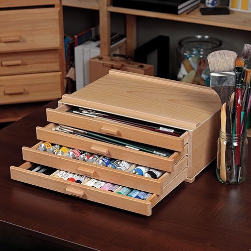 Miniatura 6 de Cofres de almacenamiento para artistas, organizador de estudio prémium para tubos de pintura, pinceles, lápices, marcadores y mucho más. - 3 cajones