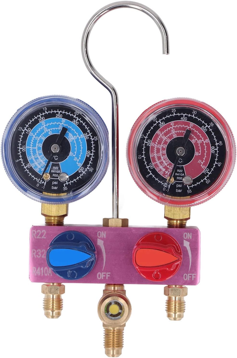 Yunseity AC Gauges Set for R22 R132 R410A Refrigerants, Air Conditioning Diagnostic Manifold