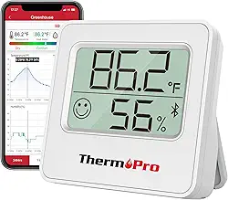 ThermoPro Termômetro Interno com Higrômetro Digital Tp357 de 260 Pés, Medidor de Umidade do Termômetro Bluetooth com Aplicativo Inteligente, Medidor de Umidade do Termômetro Ambiente com Sensor de Umi