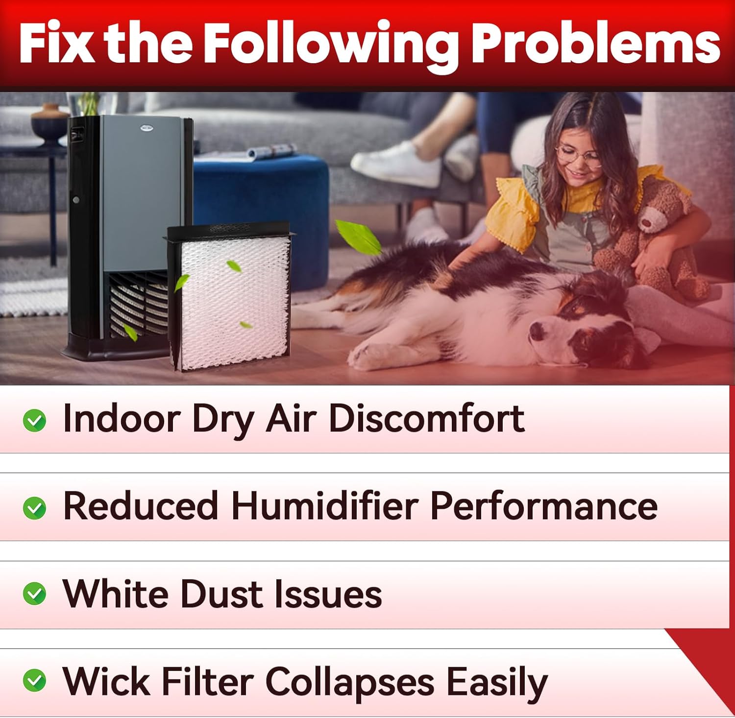 6 Pcs 1040 Humidifier Wick Filter Replacement Compatible with AIRCARE Essick Air B40 B40-C, for 3D6100 5D6700 76D100 CM330 Series