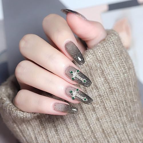 Miniatura 5 de Dijes de uñas de cruz 3D para uñas acrílicas, 30 piezas de decoración de uñas cruzadas para arte de uñas, gemas de diamante, dije de uñas plateadas,