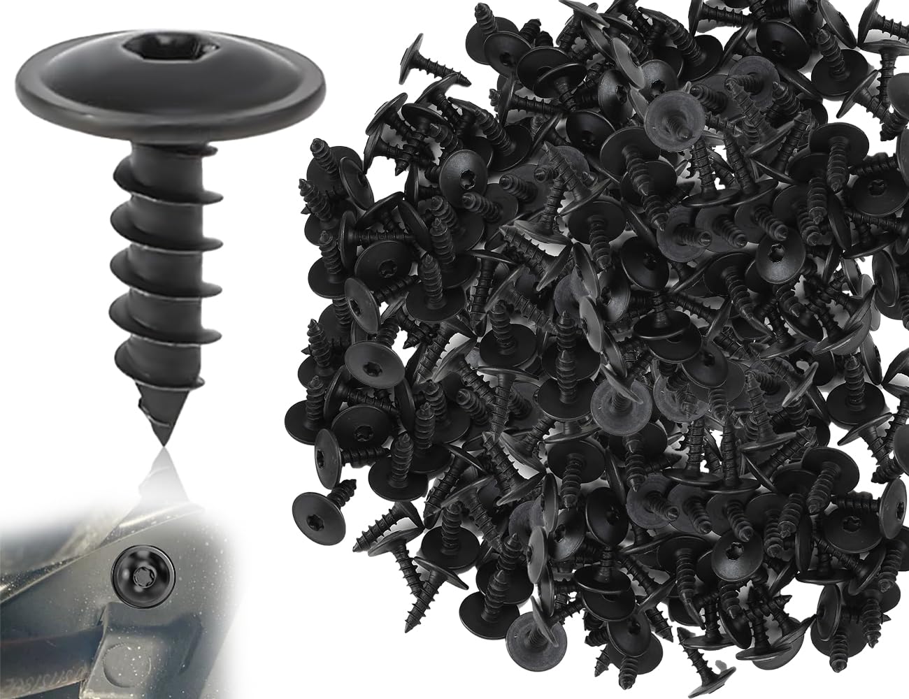 Treer 50-Stück Blechschrauben mit Innensechskant 5 mm aus Edelstahl A2 Schwarz, Selbstschneidende Schrauben M5 Holzschrauben (M5 x 10,Flachkopf
