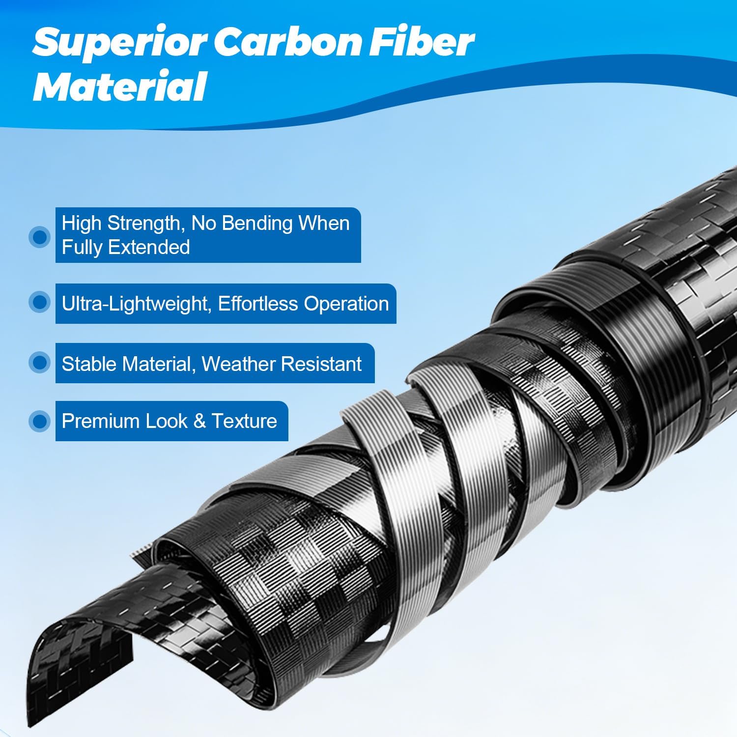 DOBEN Carbon Fiber Pool Pole, 16FT Heavy Duty Telescopic Pool Pole, Universal Extension Pole for Nets, Skimmers, Brushes