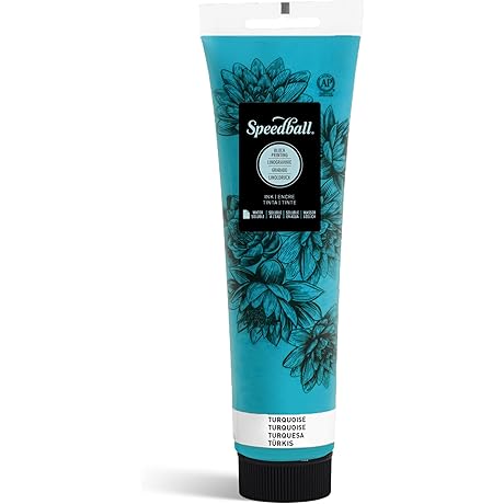 Speedball Water-Soluble Block Printing Ink: 150ml Turquoise for Artists