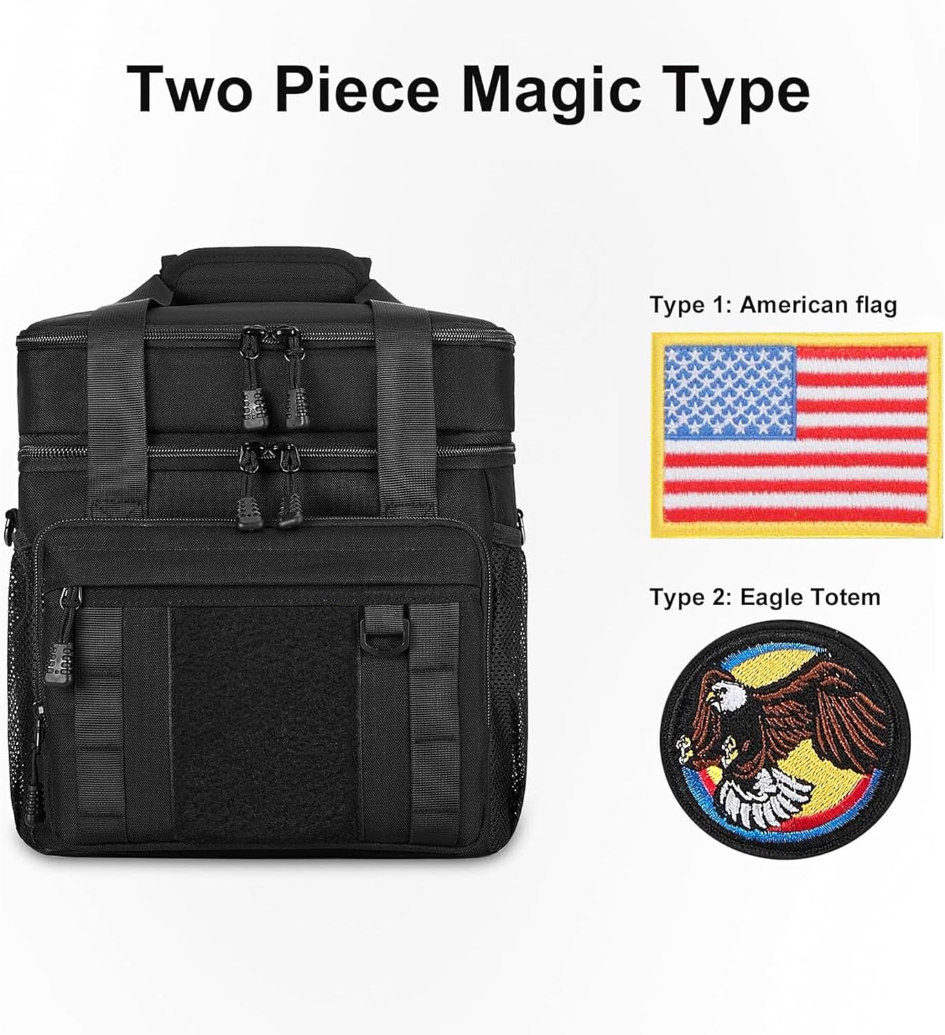 Gafetrey Expandable Large Tactical Lunch Box for Adults, Heavy Duty Durable Lunch Cooler Bag with MOLLE Lunch Pail for Work Camping Fishing Picnic (Black, 16L)