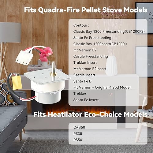 Miniatura 2 de 812-4421 - Motor de alimentación para estufa de pellets para Quadra-Fire 2.4RPM 120V, piezas de repuesto compatibles con Heatilator 812-4420 CAB50