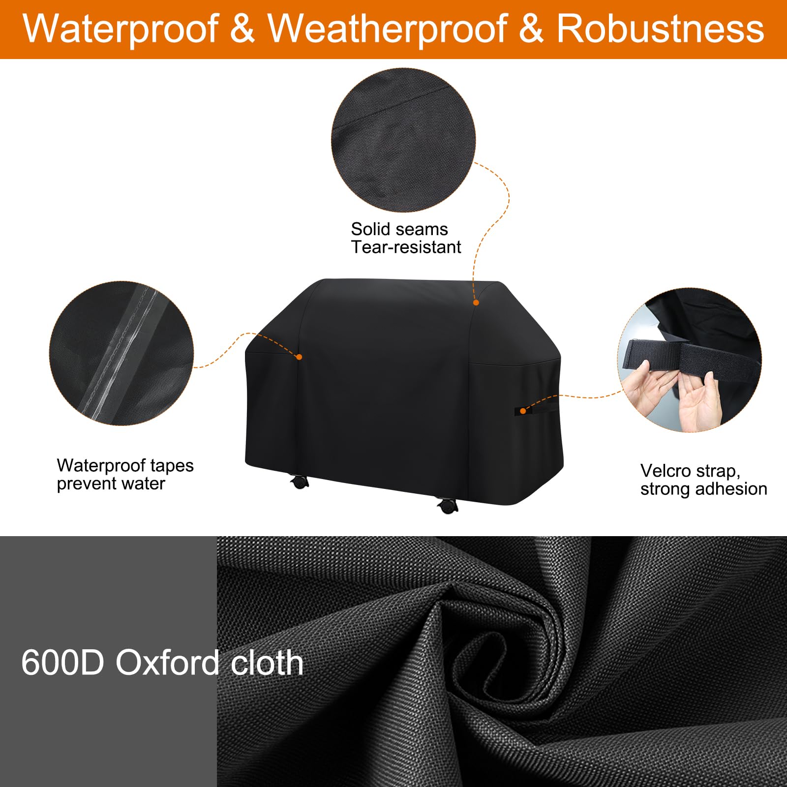 Housse Barbecue 139 Cm Housse De Barbecue Pour Barbecue Weber - Résistante Aux Intempéries - Heavy Duty Et Imperméable - En Polyuréthane - Pour Char- Broil, Nexgrill, Monument, Dyna-glo, Brinkmann