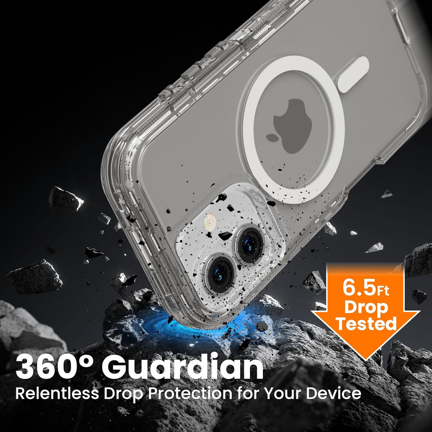 for iPhone 16 Plus Case, Fits Magsafe,Heavy Duty Shockproof Protection Phone Cases with Screen Protector*1, Magnetic Transparent Protective Cover for iPhone 16 Plus 6.7 '', Gray