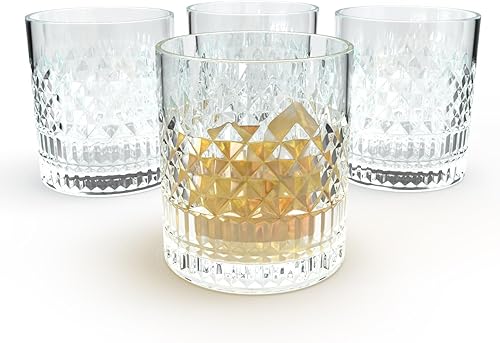 Miniatura 5 de Aged & Charred Juego de vasos de whisky Old Fashioned de 4 a 11 onzas Rocks Barware para licor de bourbon escocés y bebidas de cóctel, caja de