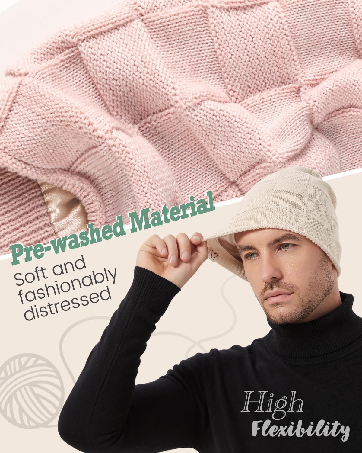 Hat Hut Womens Beanie Satin Lined Beanie Winter Hats for Women Men, Silk Lined Slouchy Beanie Hats Soft Warm Ski Hat Unisex - Image 4