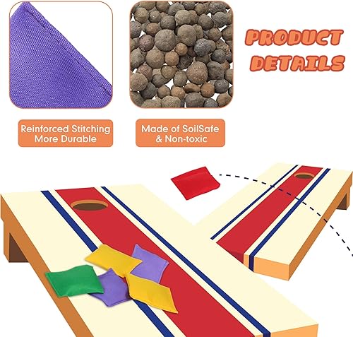 Miniatura 5 de Jerify 72 mini pufs para niños, a granel, mini bolsas de frijoles coloridos para lanzar niños, familia y adultos, juegos de patio al aire libre para