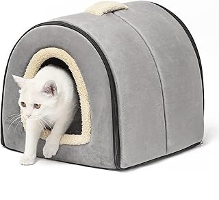 Sponsored Ad - Portable Cat House,Cat Bed 2 in 1 Cat Huts with Washable Removable Cushion Pad,Foldable Cat Igloo Cave Smal...