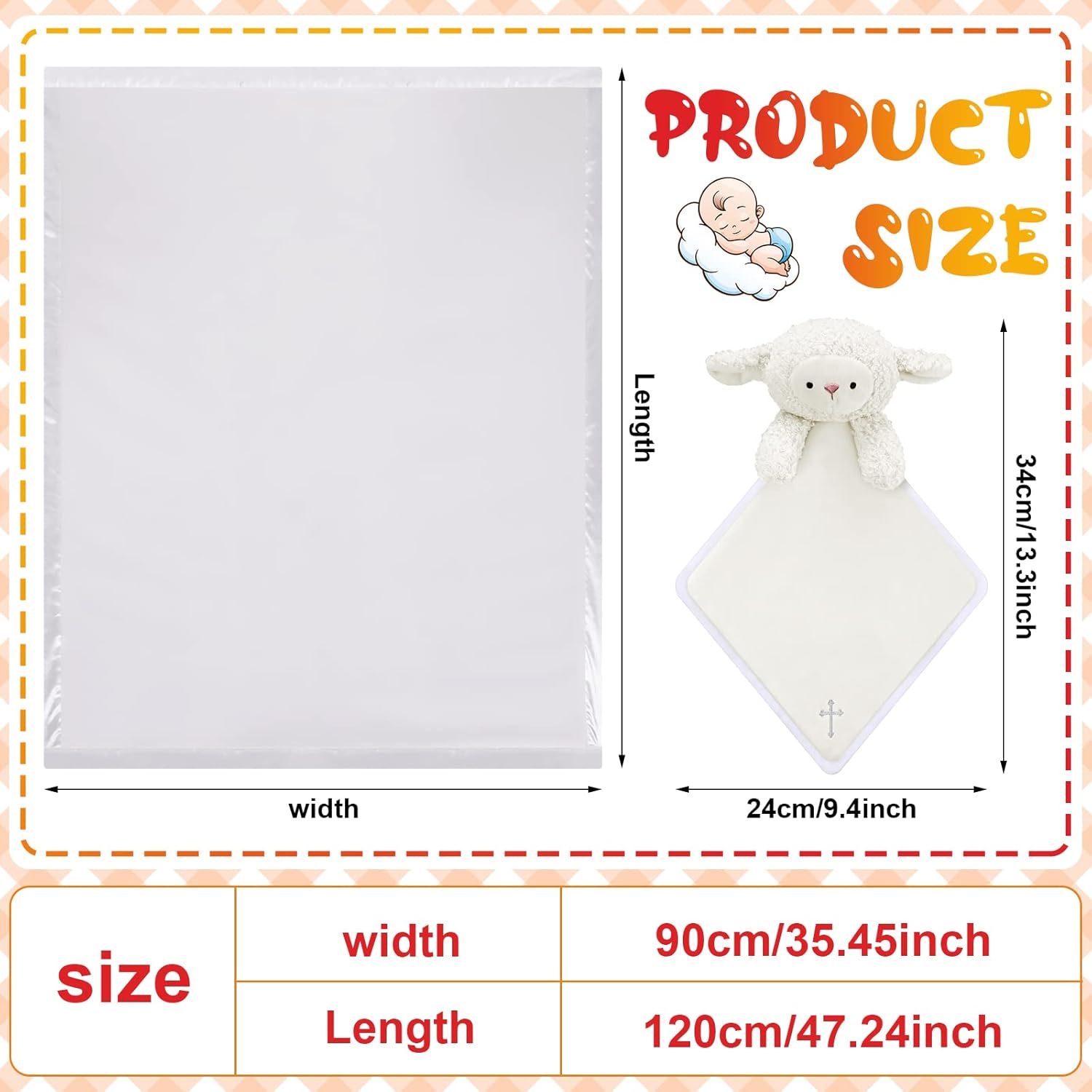 Panelee 2 Pcs Baptism Gifts Christening Blanket with Embroidered Cross Baby Blessings Lamb Security Blanket for First Communion, Baby Showers - Image 2