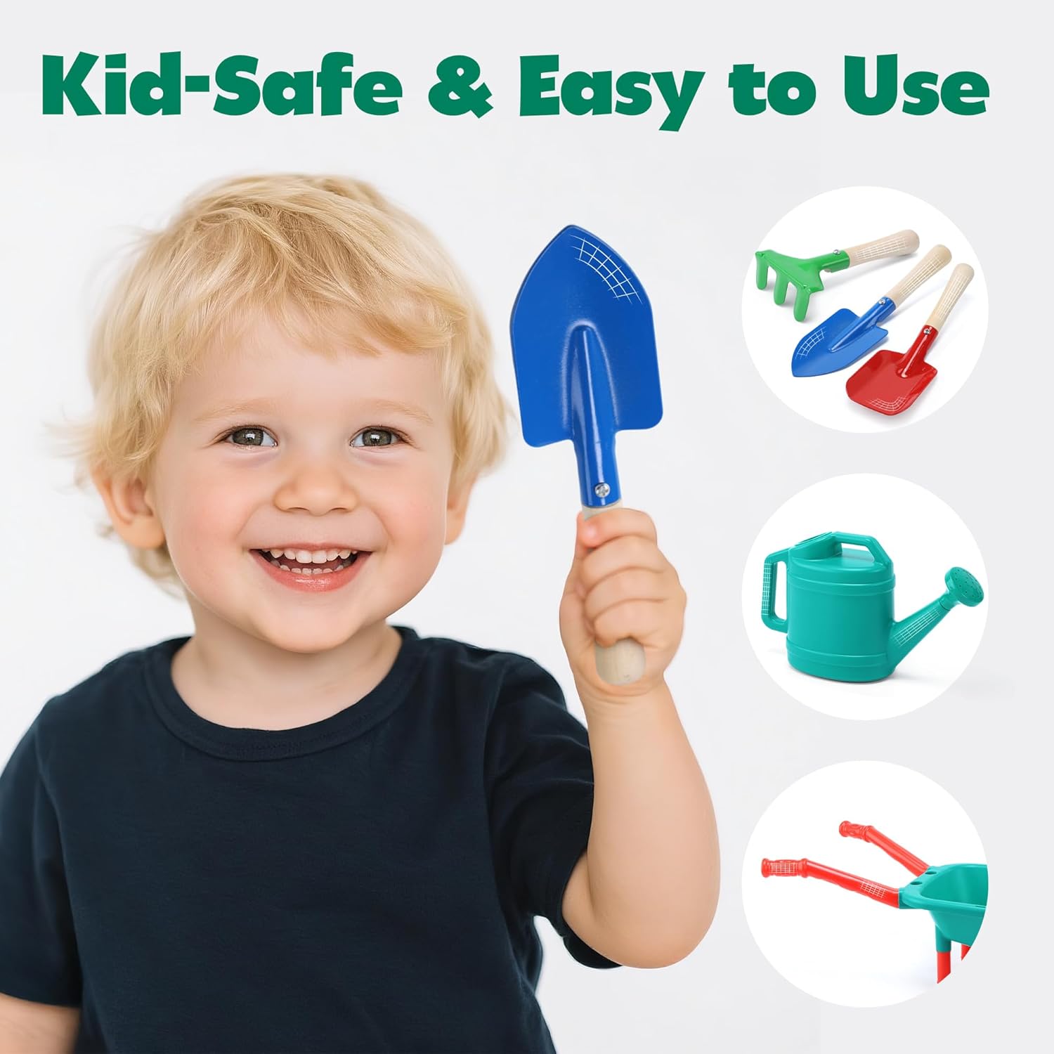 CUTE STONE Kids Gardening Set with Toy Wheelbarrow, Indoor & Outdoor Yard Play, Kids Garden Tools & Toddler Gardening Kit with Gloves, Pots & Watering Can, Educational Garden Toys for Boys & Girls