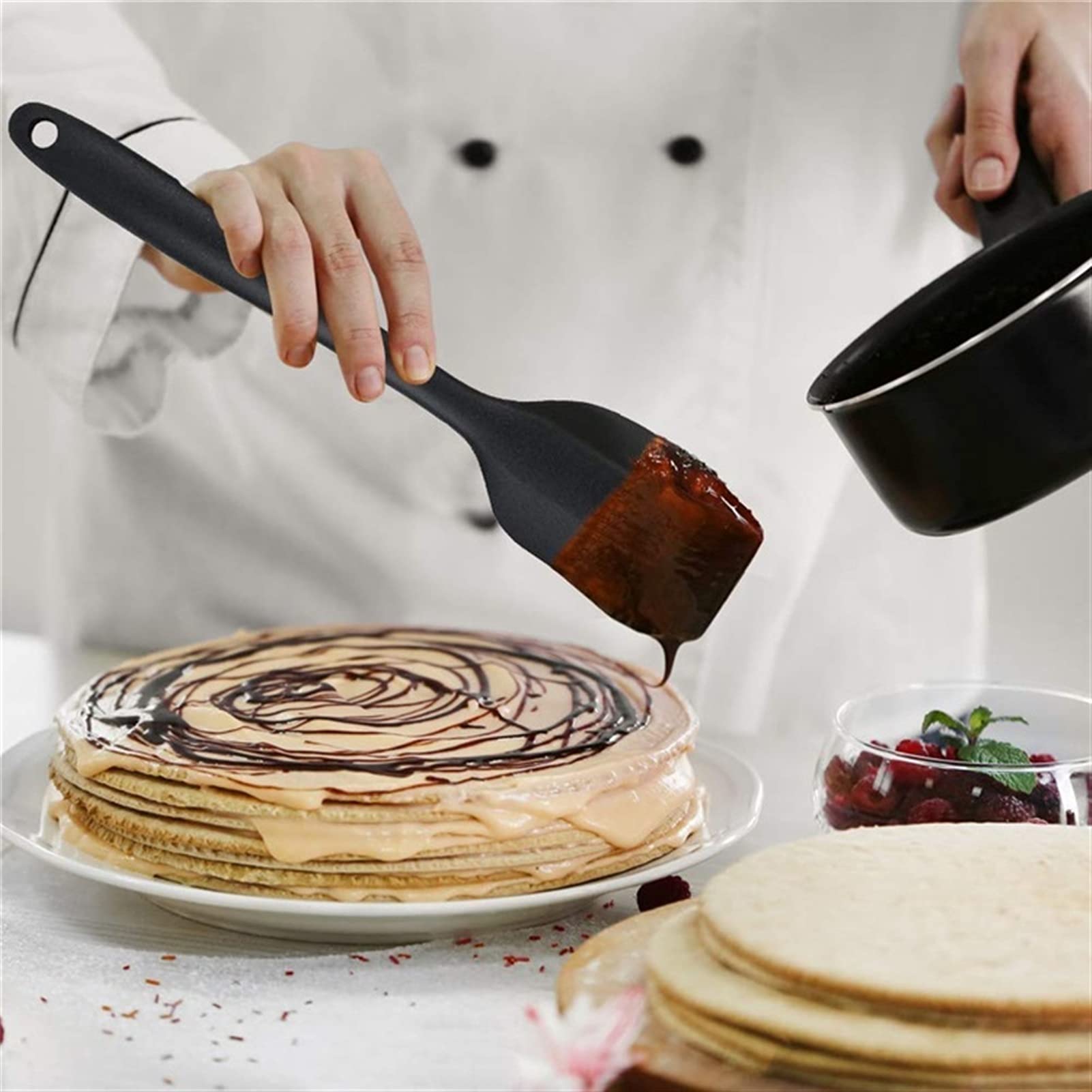 caihuashopping Teigschaber 6-teiliger Silikonspatel-Set Wärmebeständige Backwerkzeug Spatel Kuchen Dekorieren von Utensilien zum Kochen Backen Mischbacken Spatel (Color : Red)