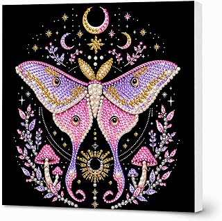 Tiwabb Luna Moth Pearl Diamond Art Kits for Adults with Frame 10x10inch | Moth Pearl Art Kits for Adults,Special Shape Pearl Diamond Painting Kit,Pearls Art Gem Crafts for Home Wall Decor