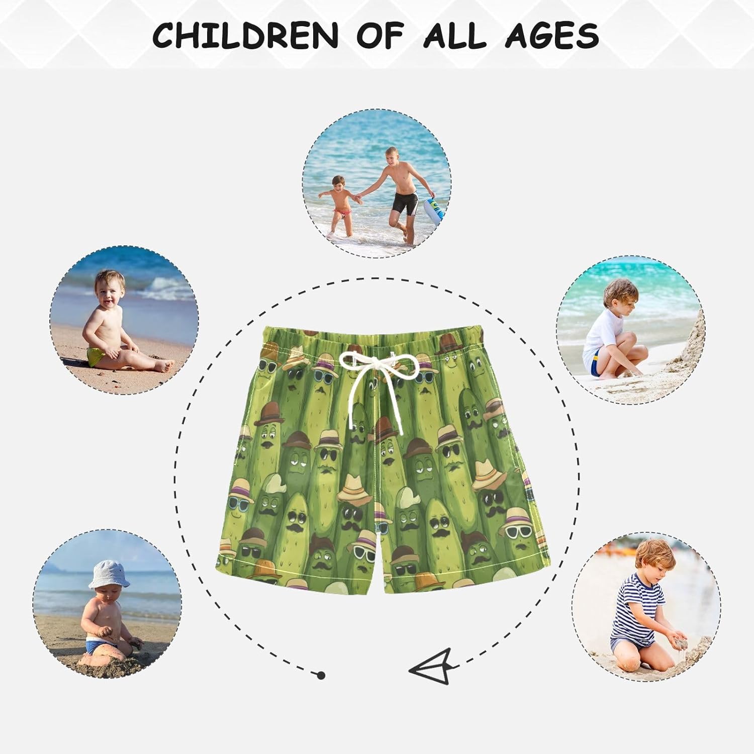 Boccsty Green Pickle Boys Swim Trunks Baby Kids Summer Toddler Beach Board Shorts 2T - Image 5
