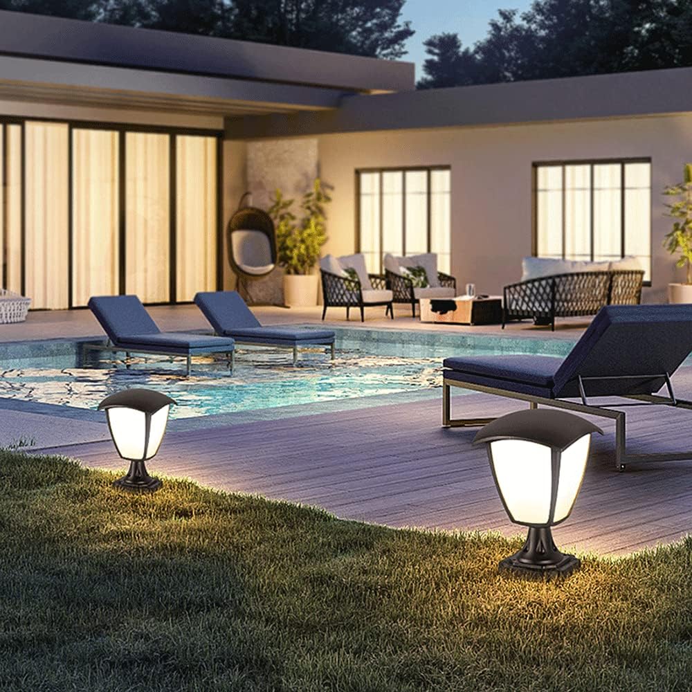 CHENKUI European PC LampShade Outdoor Column Post Lamp E27 Base,Landscape Decor Wall Pillar Light Traditional Waterproof IP54 Column Headlight Outdoor Fence Light Garden Villa Door Post Light