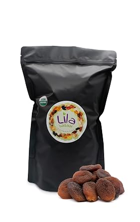 LILA BAZAAR Organic Sun-Dried Turkish Apricots, 2 LB Unsulfured Dried Fruit, No Sugar Added, No Artificial Flavors, Naturally Sweet, Soft & Chewy, Resealable Bag
