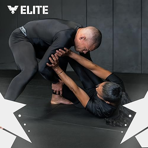 Vista 6 de Elite Sports Leggings BJJ Spats para hombre, los mejores pantalones de compresión Jiu Jitsu MMA sin Gi Spat para hombre