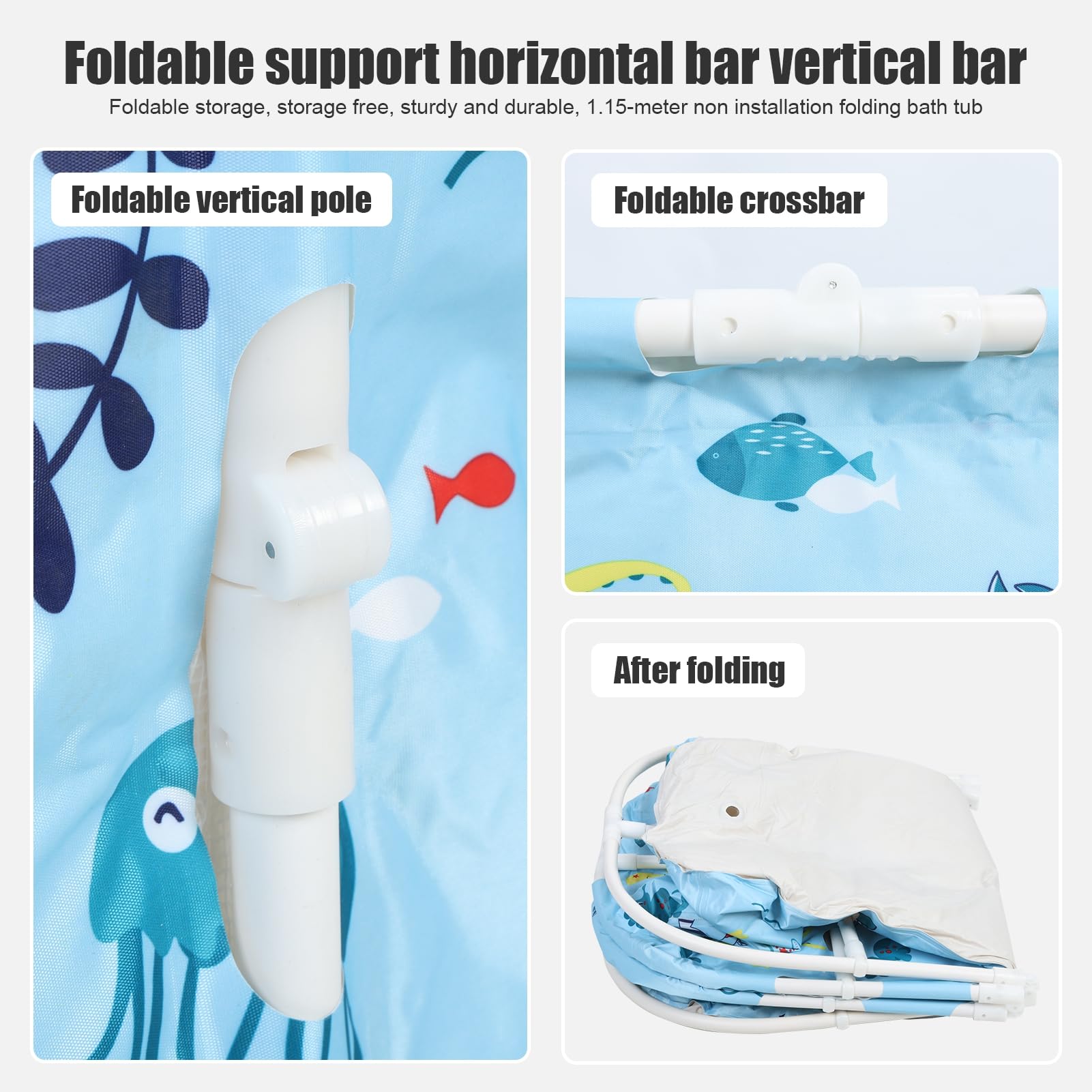 Baignoire portable pliable de 109,2 cm pour adultes – Bleu