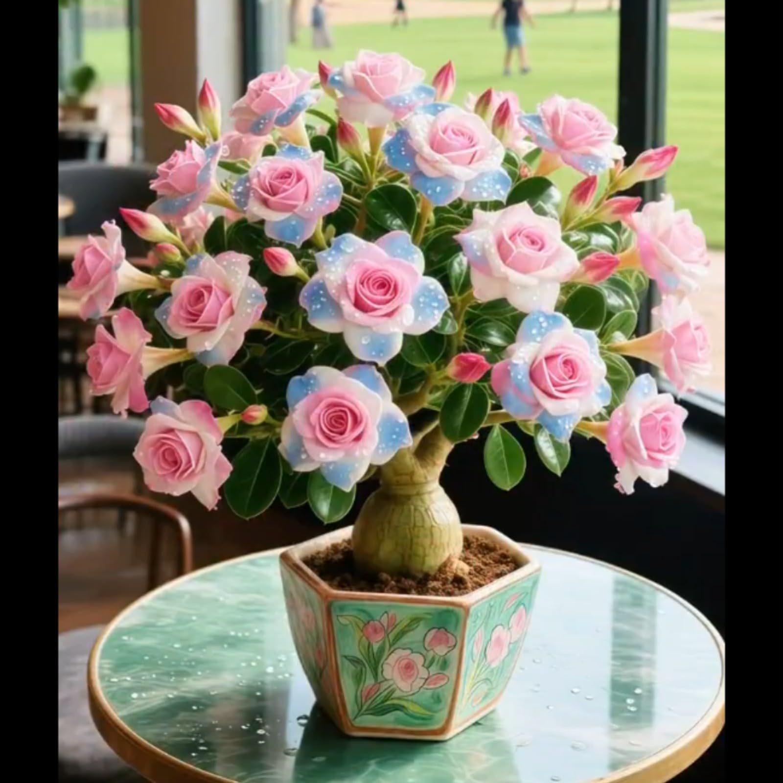 Desert Rose Bulbs for Planting Now UK Ornamental Perennial Greening Flower Unique Easy Plant Professional Natural Organic Cold-Resistant Excellent Display Good for Containers-2Bulbs-L — image 1
