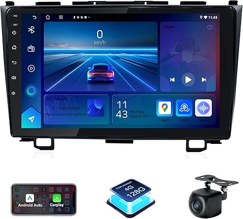 Miniatura 7 de Estéreo de coche para Honda CRV 2007-2011 con Carplay y Android Auto, pantalla táctil de 9 pulgadas Android Radio de coche compatible con Bluetooth