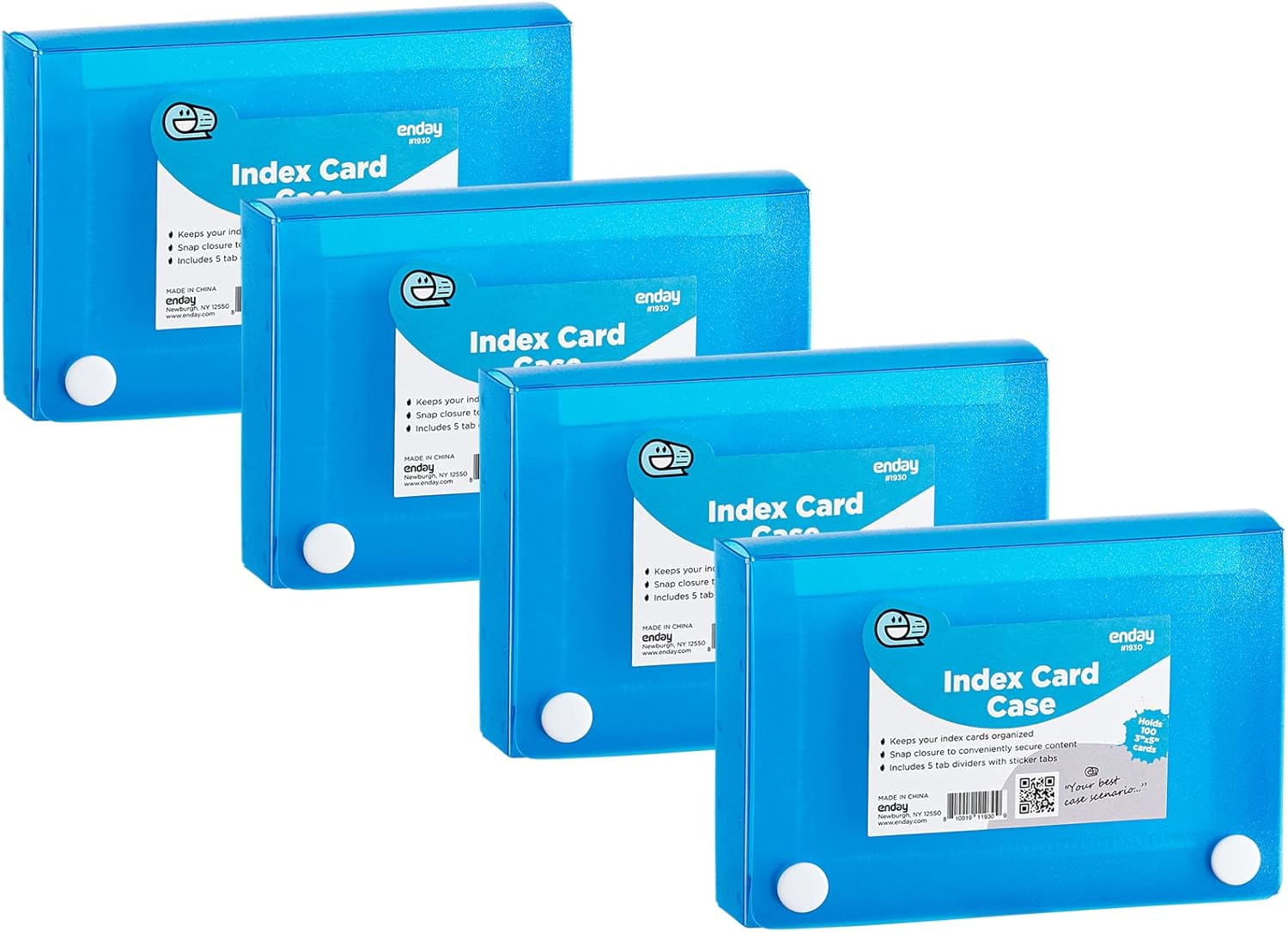 Enday Index Card Holder Blue, 3x5 Note Flash Card Organizer