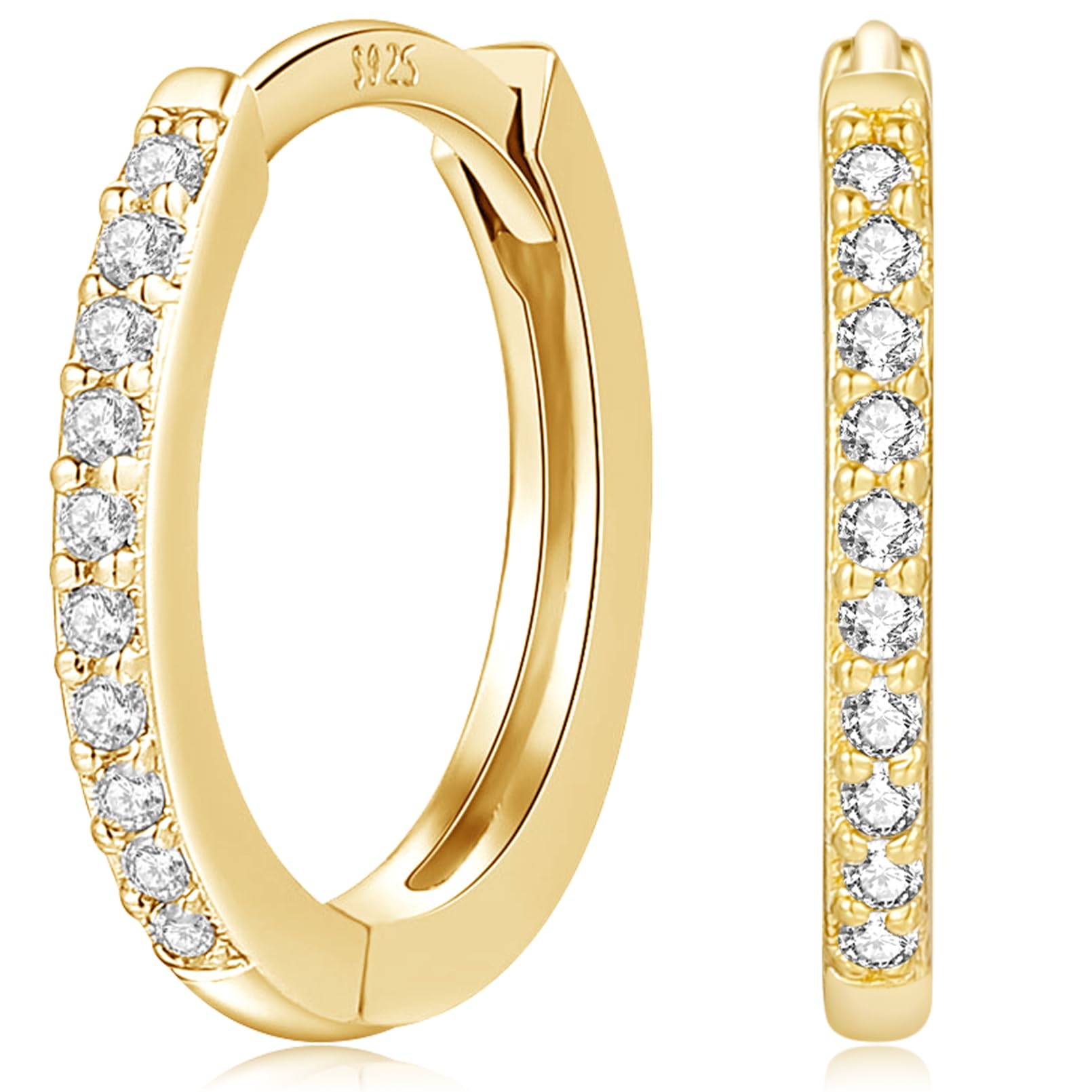 Ecripe 925 Sterling Silber Creolen Ohrringe Damen, Kleine Ohrringe Silber 925 mit Kubischer Zirkonia, Hypoallergen Silber Schlafen Kreolen Ohrringe für Frauen Mädchen