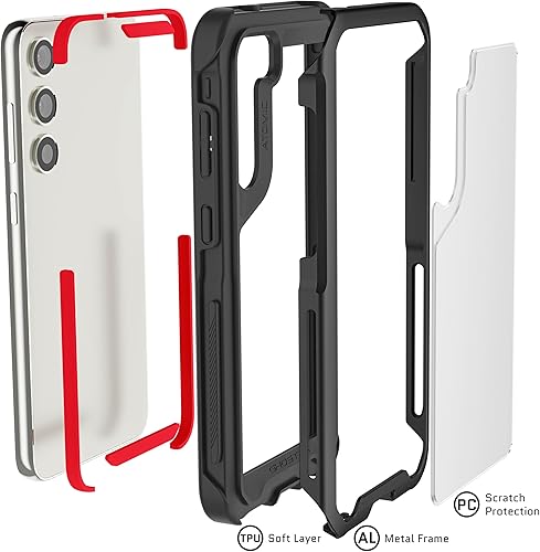 Miniatura 5 de Ghostek ATOMIC - Funda delgada para Galaxy S23 Plus con parte trasera transparente y parachoques de metal de aluminio, protección de carga