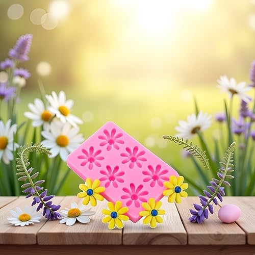 Miniatura 5 de Moldes de silicona de margarita y crisantemo, formas de flores multiusos para decoración de pasteles, fabricación de chocolate y manualidades de