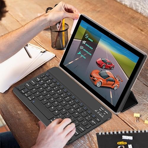 Miniatura 7 de Tablet Android 13 con teclado 2 en 1 de 10 pulgadas, 8 GB+128 GB+1 TB Quad- Core 2.0Ghz CPU Tablet PC, 2.45G WiFi 6, BT 5.0, 10.1 pulgadas, pantalla