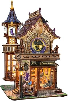 DIY Miniature House Model Kit, 3D Wooden Time Magic Workshop Puzzle with Mortise and Tenon Assembly, Handmade Craft Display Decor Building Kit for Adults 365PCS