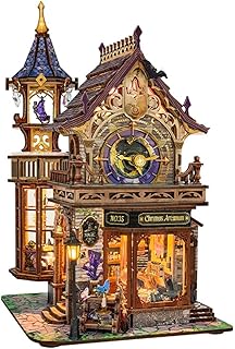 3D Wooden Puzzle for Adults, Time Magic Workshop DIY Miniature Wooden House 3D Model Kit, Creative Handcrafted Puzzle, Magical Decor for Desk Shelf Home Display, Ideal as Gifts, 365PCS
