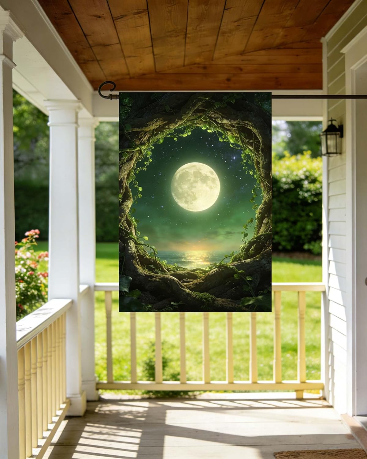 Magic Tree Forest in the Moonlight Fantastic Fairy Tales Moon House Flag 28" x 40" Double Sided, Polyester Welcome Yard Garden Flag Banners for Patio Lawn Outdoor Home Decor