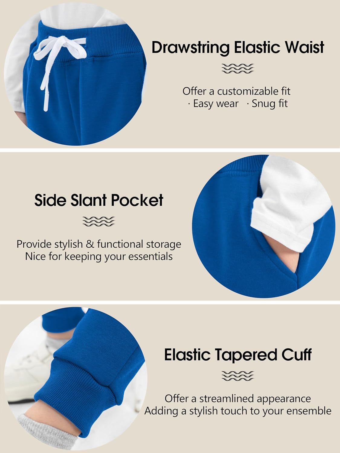 Resinta 3 Pack Kids and Toddlers Boys Pull-On Fleece Sweatpants Active Joggers Pants Basic Track Pants for Boys - Image 2