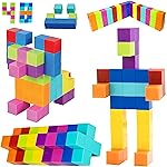 BrainSpark 48PCS Black White Grey DigitBlocks Magnetic Building Cube Set, Sensory STEM Education Preschool Magnet Toys for 3-9 Year Old Boys and Girls