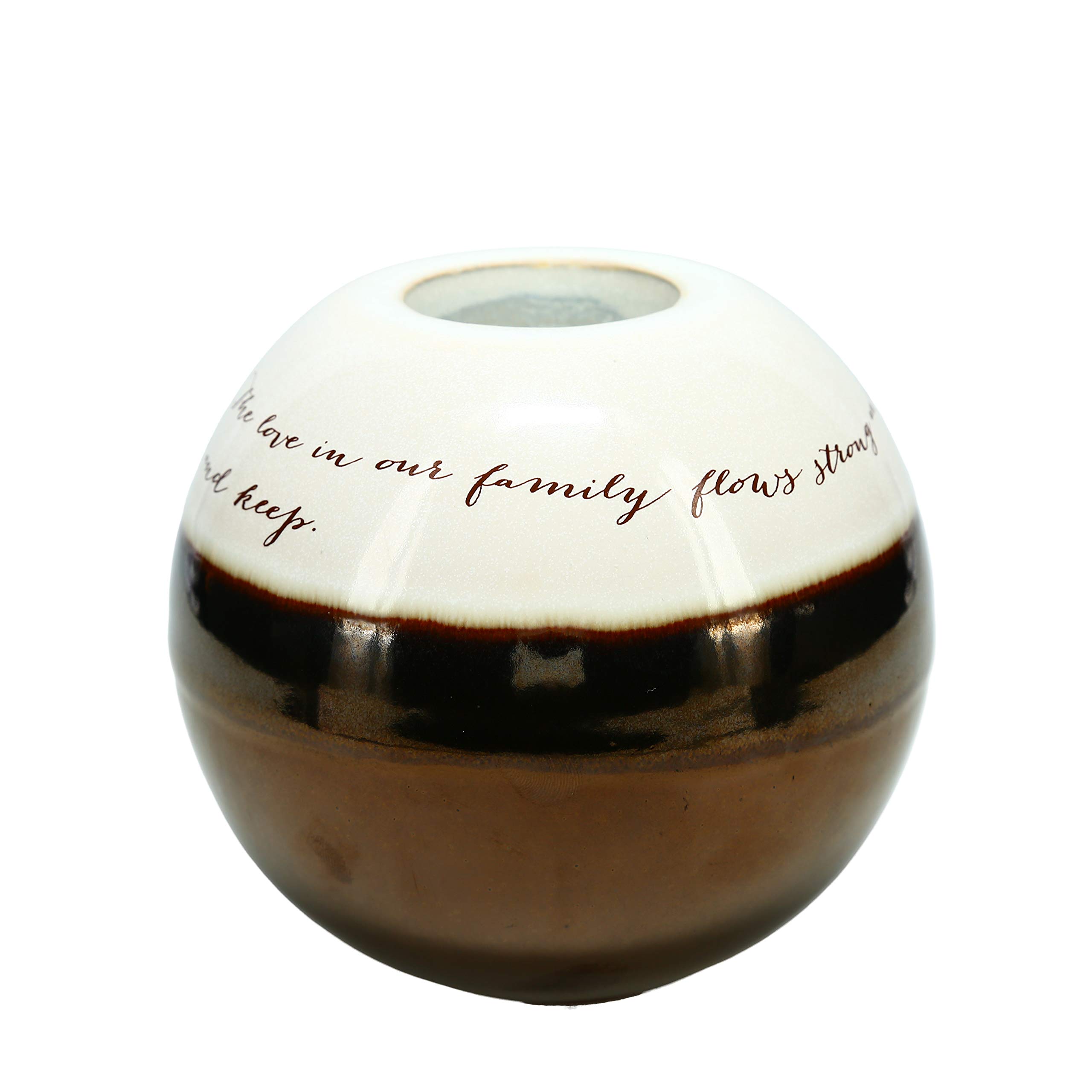 Pavilion Gift CompanyThe Love in Our Family Flows Strong and Deep, Leaving Us Memories to Treasure and Keep - 4.5 Inch Round Tealight Candle Holder with Unique Reflective Glaze