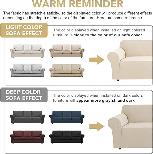 Miniatura 4 de H.VERSAILTEX - Fundas elásticas para sofá, funda protectora removible para sofá, 1 pieza, tela de licra elástica y jacquard con textura cuadriculada
