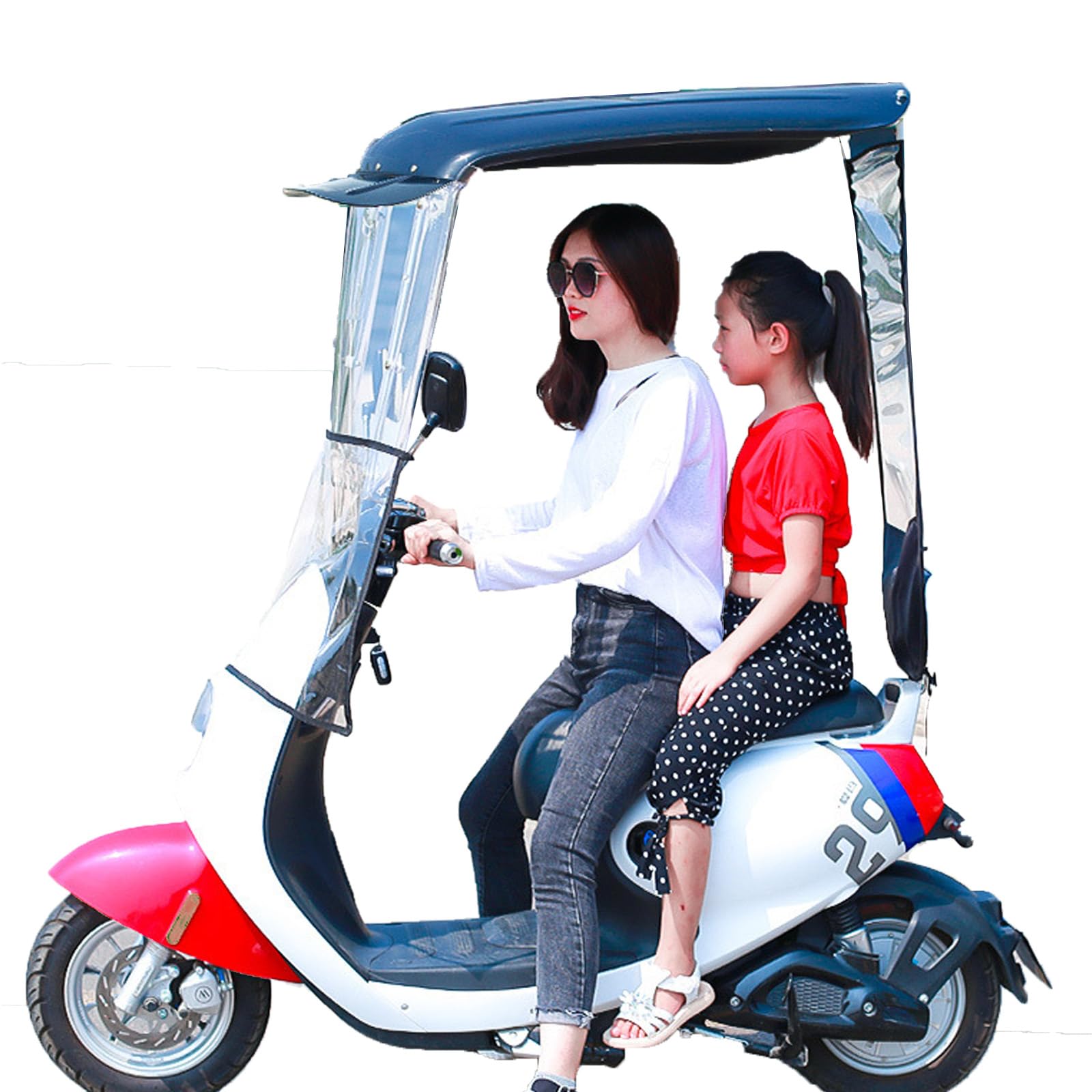 Toit de Protection pour Scooter Électrique Universel, Finition Rouge Durable