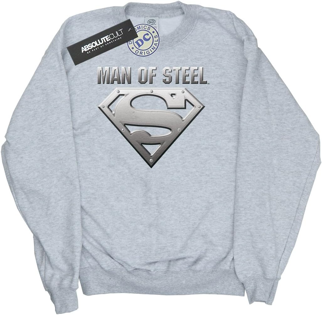 DC Comics Boys Superman Man of Steel Shield Sweatshirt 9-11 Years Sport Grey
