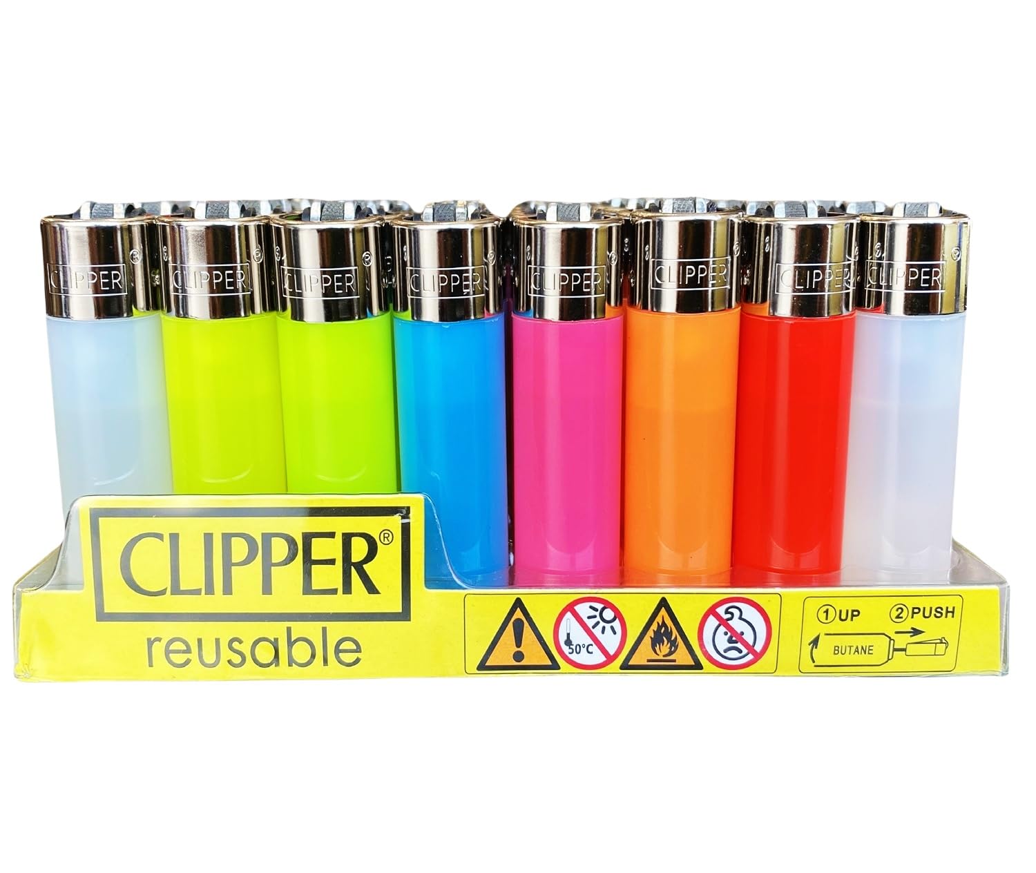 Clipper 48 Mecheros Encendedor de Colores Pocket Flamagas Variados (Pocket Translúcido)
