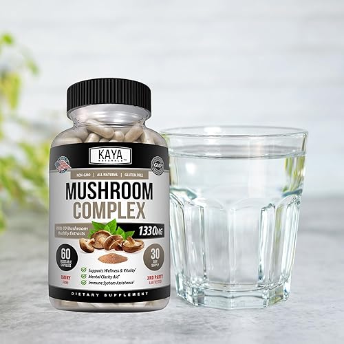 Miniatura 6 de Kaya Naturals Complejo de hongos prémium potente  Suplemento de hongos orgánicos  Cápsulas de complejo de hongos 1995 mg por porción  Ayuda a la