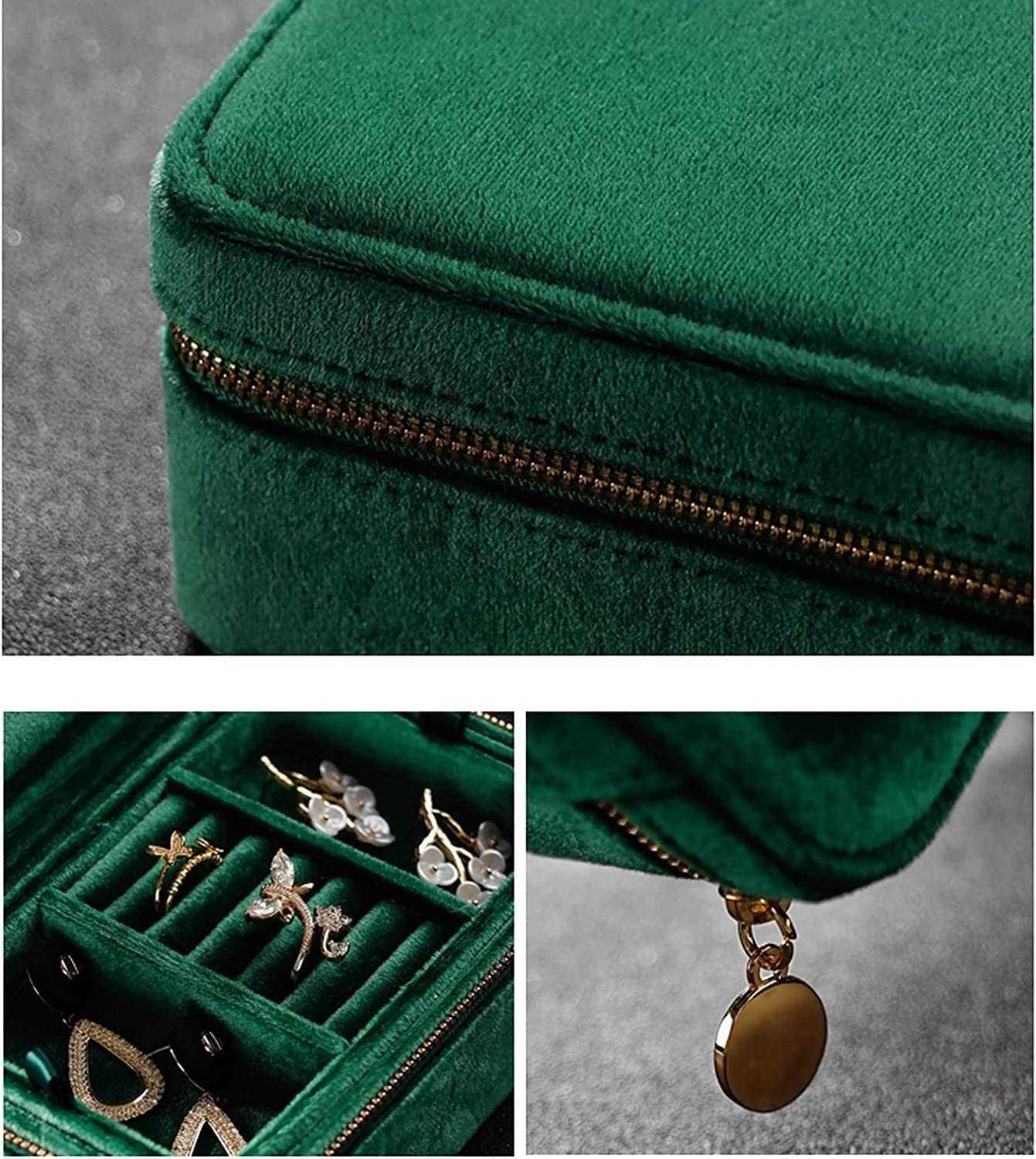 Caja De Joyería Joyero Joyero Organizador Portátil Joyas De Franela Estuche De Almacenamiento De Viaje Anillos Pendientes Bolso para Mujer Organizador De Joyas(Beige)